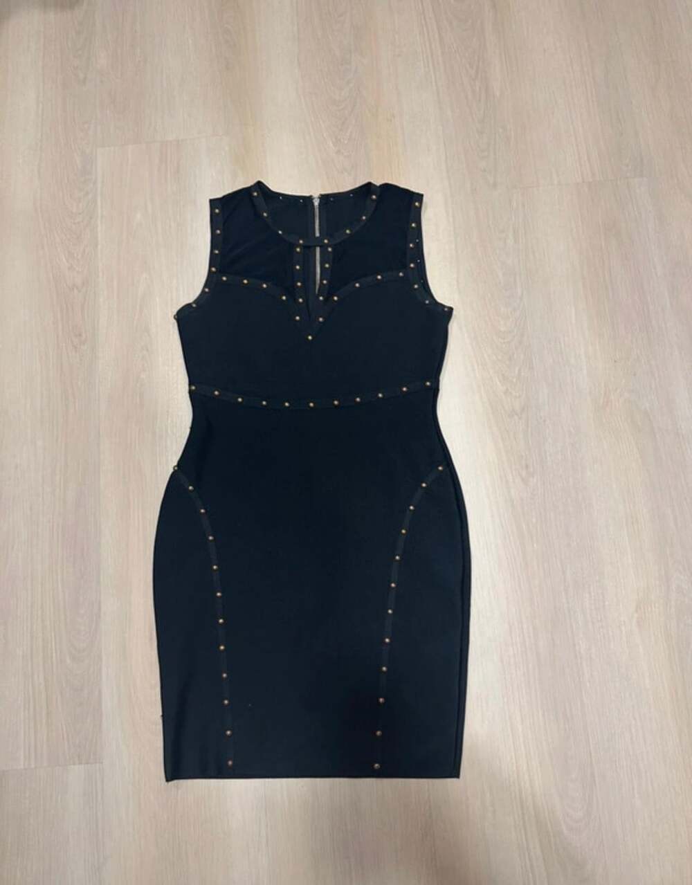 Unbranded Studded Bodycon Bandage Mini Dress Size L Black